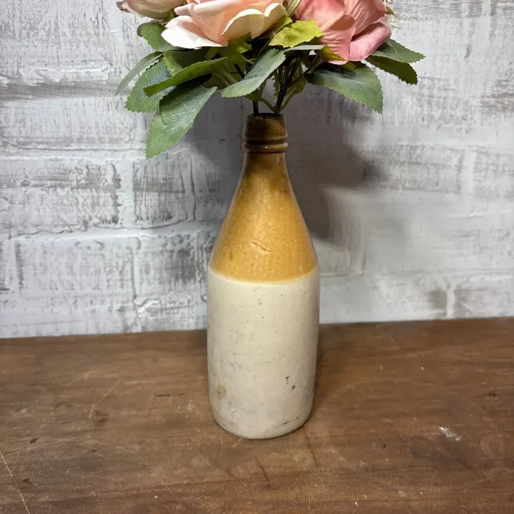 Antique Two-Tone Stoneware Bottle Vase